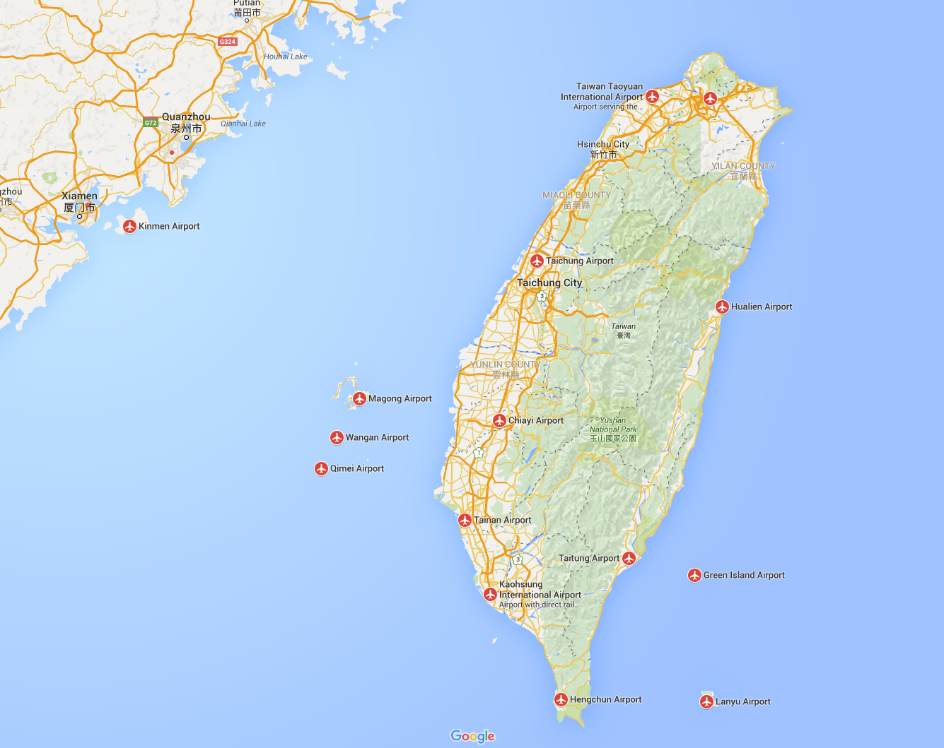 TAIWAN AIRPORTS MAP